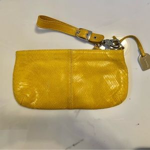 Italian Made Yellow Snakeskin Printed Leather Clutch